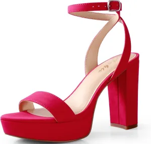 Ankis Platform Heels for Women 4 Inches Chunky Heels Sandals for Women Comfy Open Toe Block Heeled Sandals Nude White Silver Gold Black Ankle Strappy Heels for Women