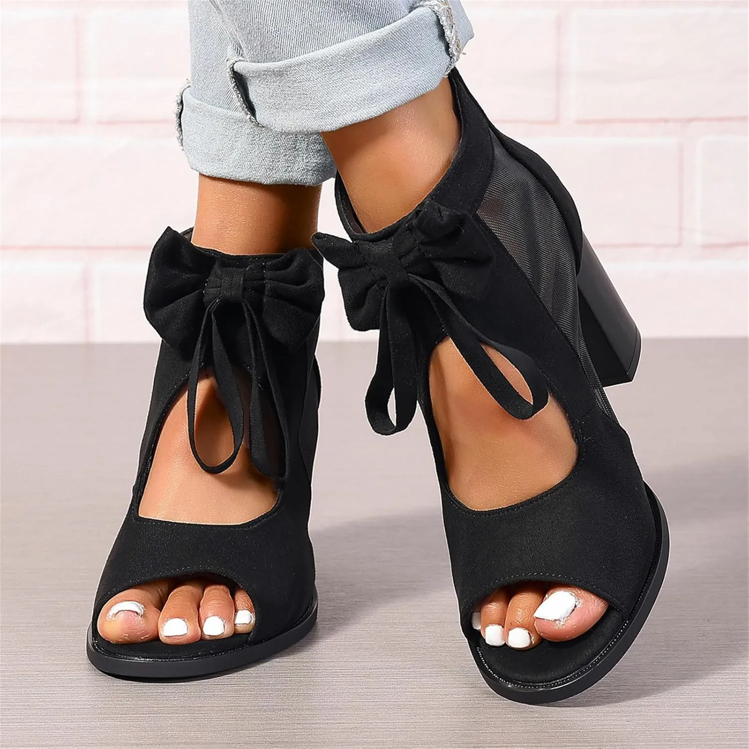 Chunky Heels For Women Dressy Open Toe Heeled Sandals Slip On Comfortable Ankle Strap Party Dress Wedding Pumps Shoes