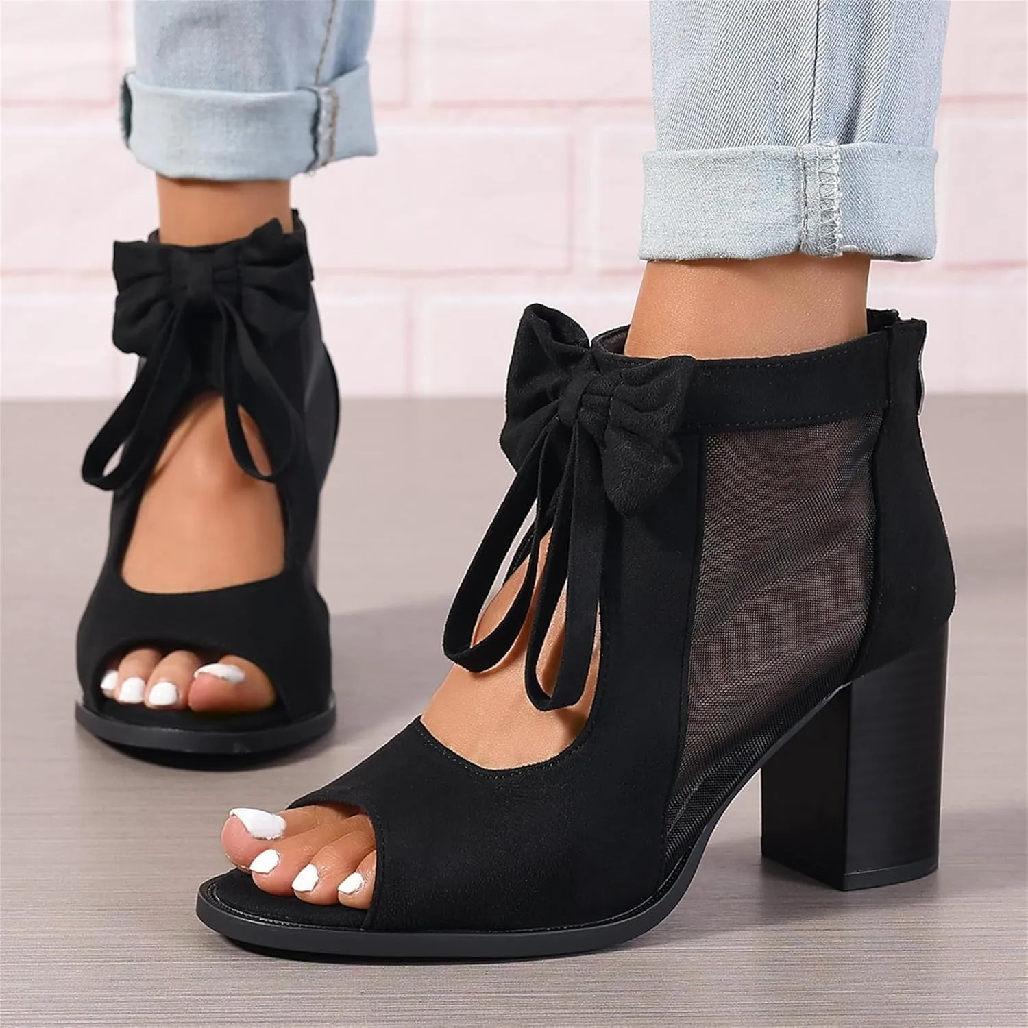 Chunky Heels For Women Dressy Open Toe Heeled Sandals Slip On Comfortable Ankle Strap Party Dress Wedding Pumps Shoes