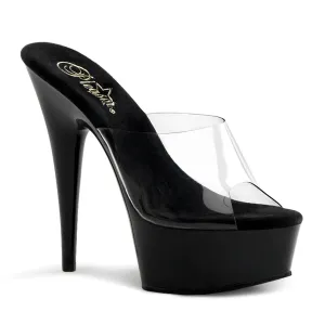 DELIGHT-601 Clear Upper Black Platform Stripper Slide Shoe