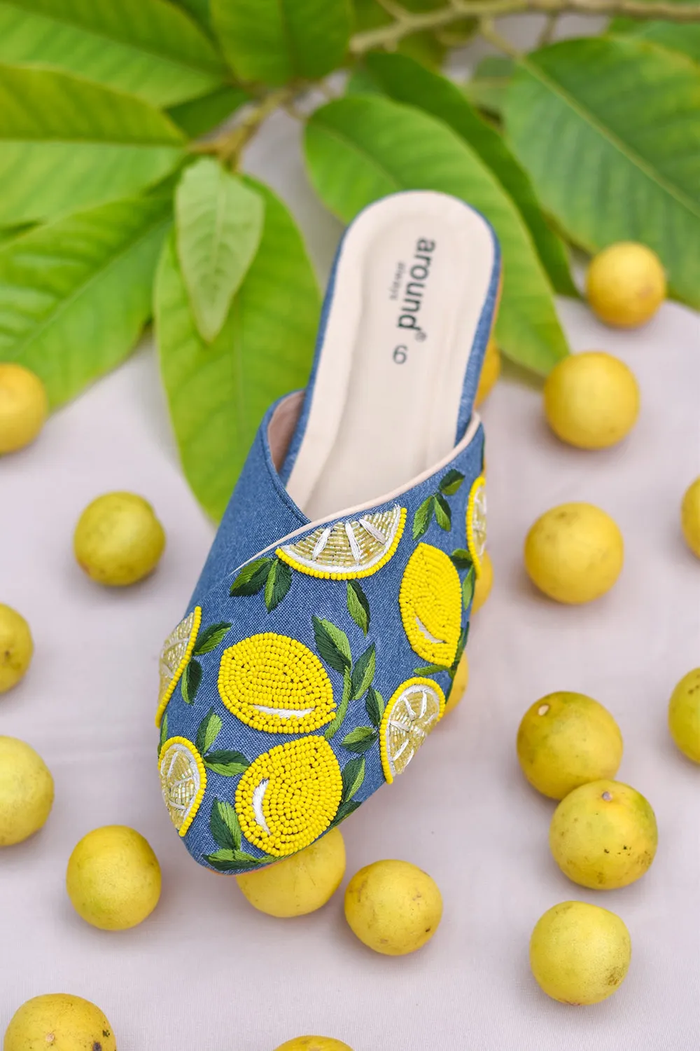 Denim Blue & Yellow Slip-Ons