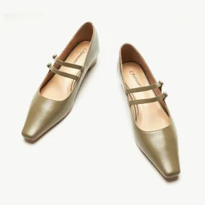 Double-Strap Block Heel (Alva) Light Green