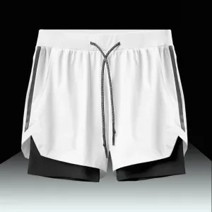 Fitness Men's Running Shorts  Gym Bodybuilding Training Short Pant  Jogging Workout Sports 2-in-1 Shorts