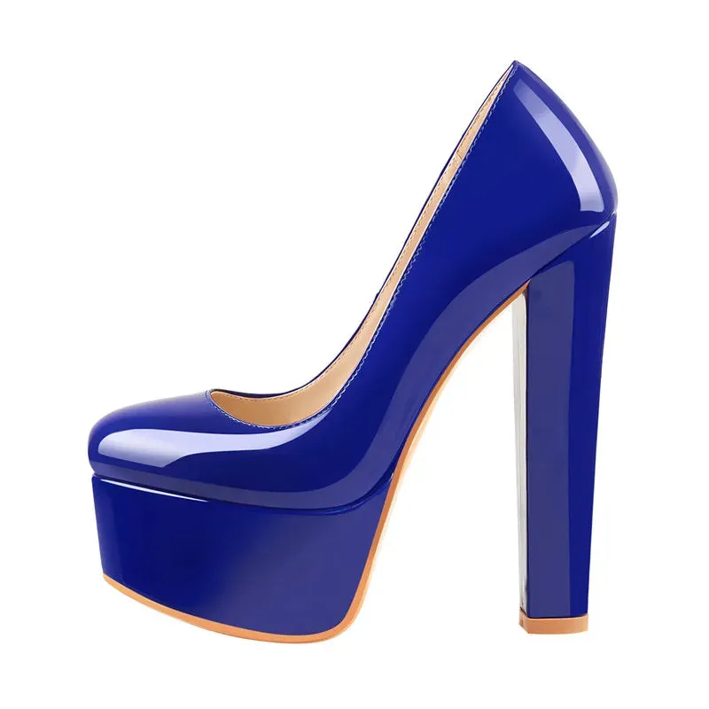 Fuchsia Patent Leather Platform Chunky High Heels