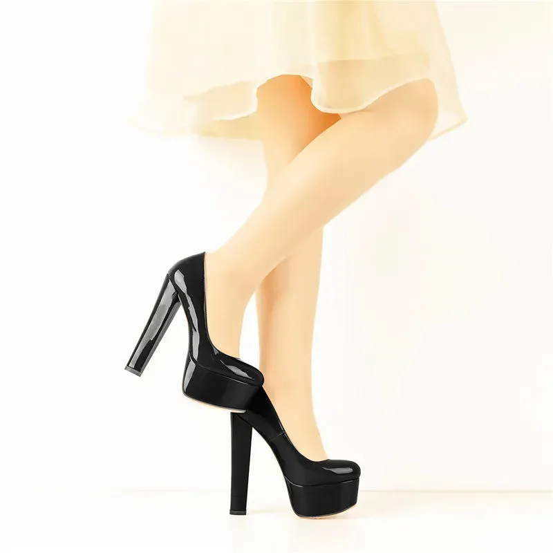 Fuchsia Patent Leather Platform Chunky High Heels