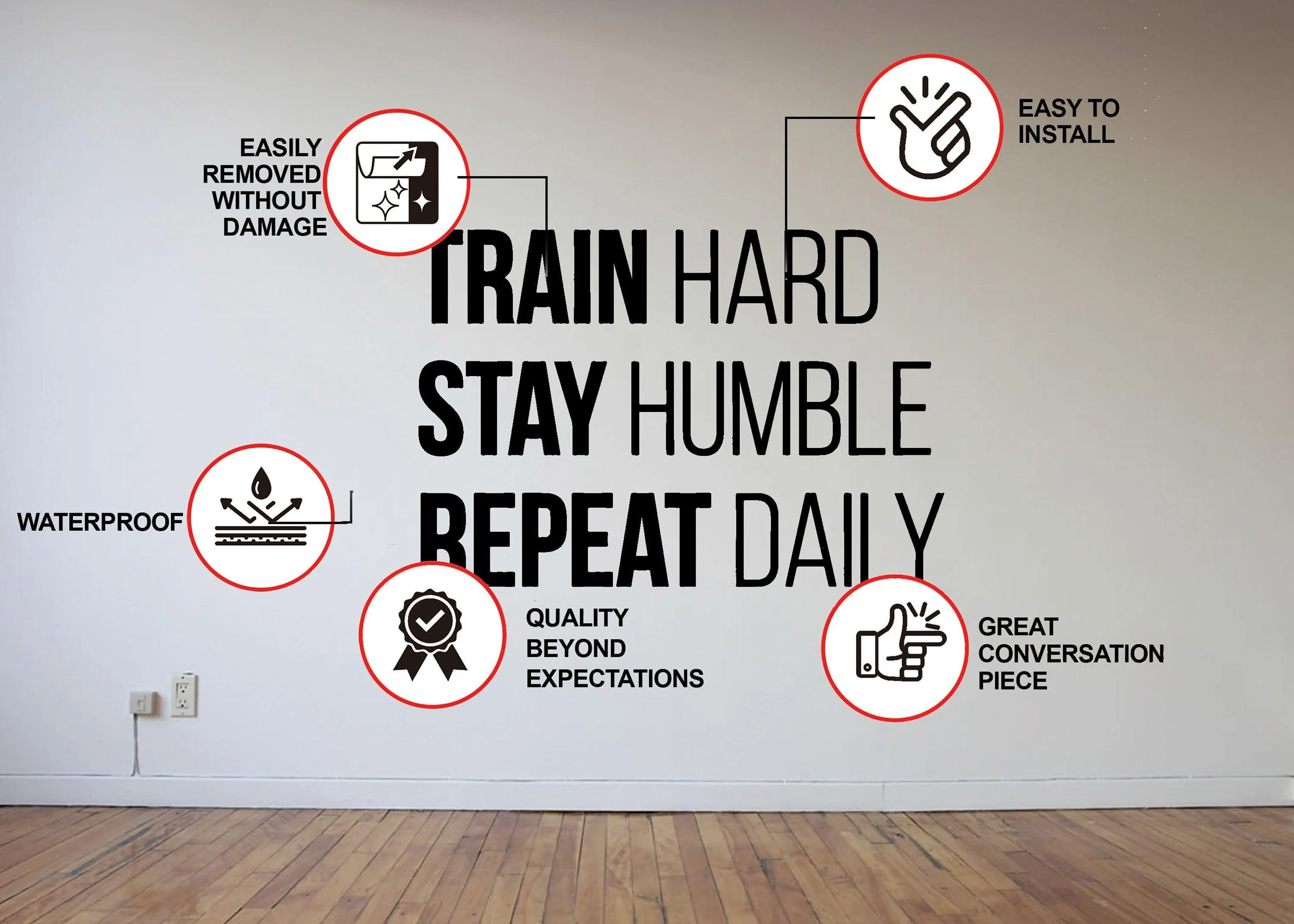 Gym Wall Decal - Motivational Fitness Workout Quote Sticker