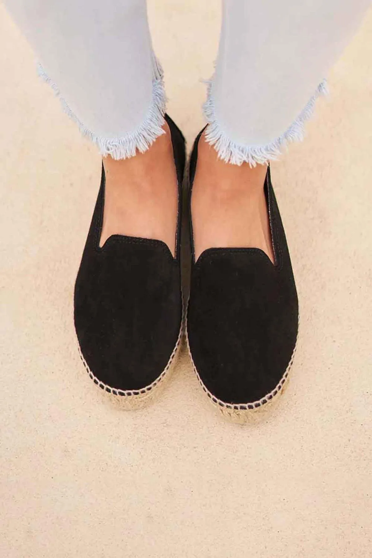 Hamptons Double Espadrilles Black