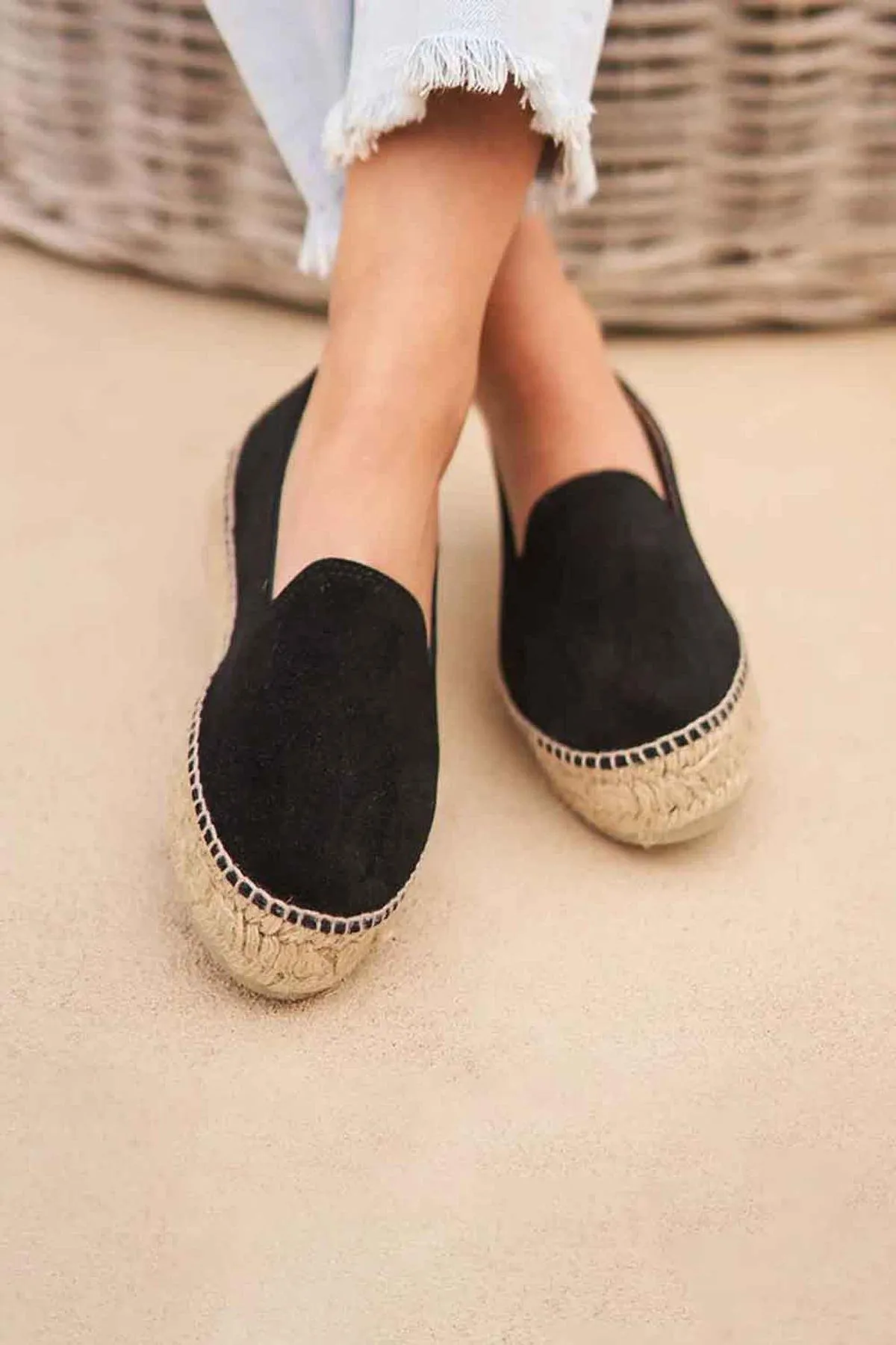 Hamptons Double Espadrilles Black