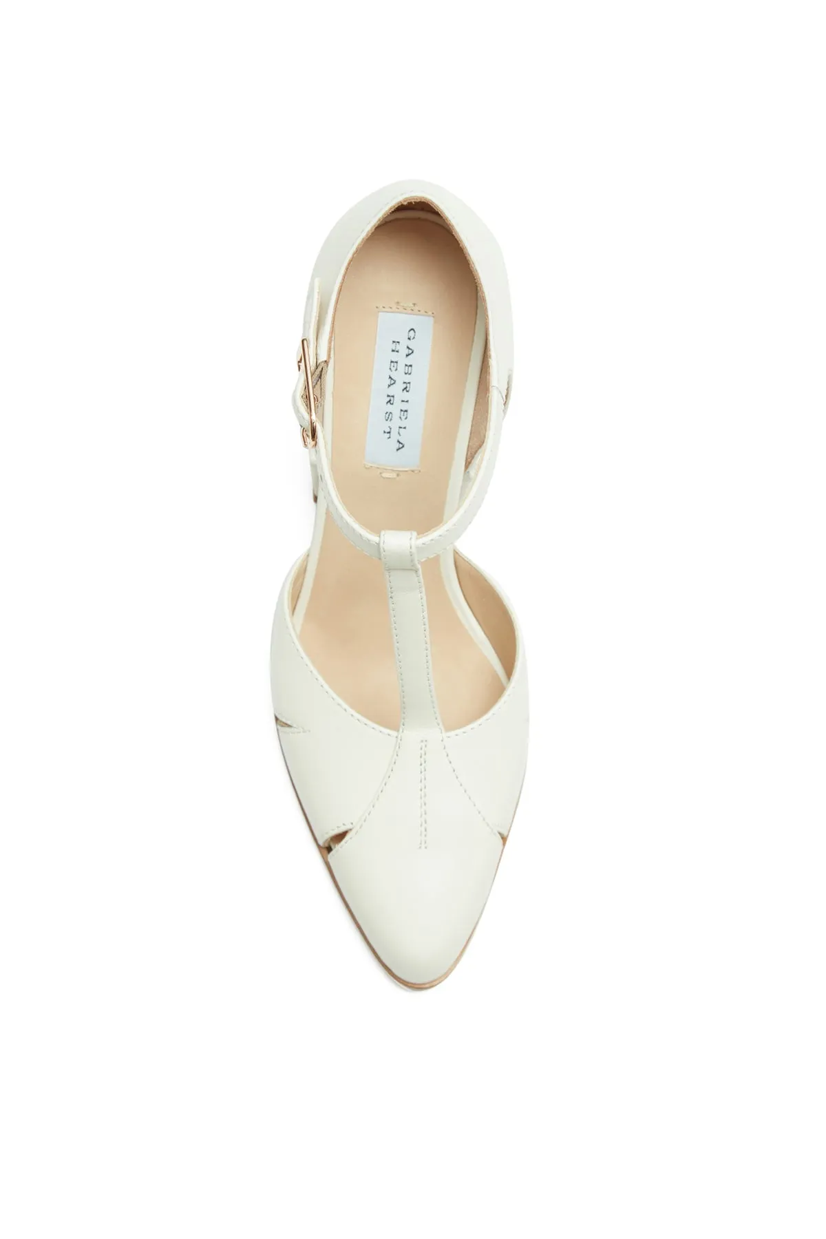 Hawes T-Strap Heel in Cream Leather