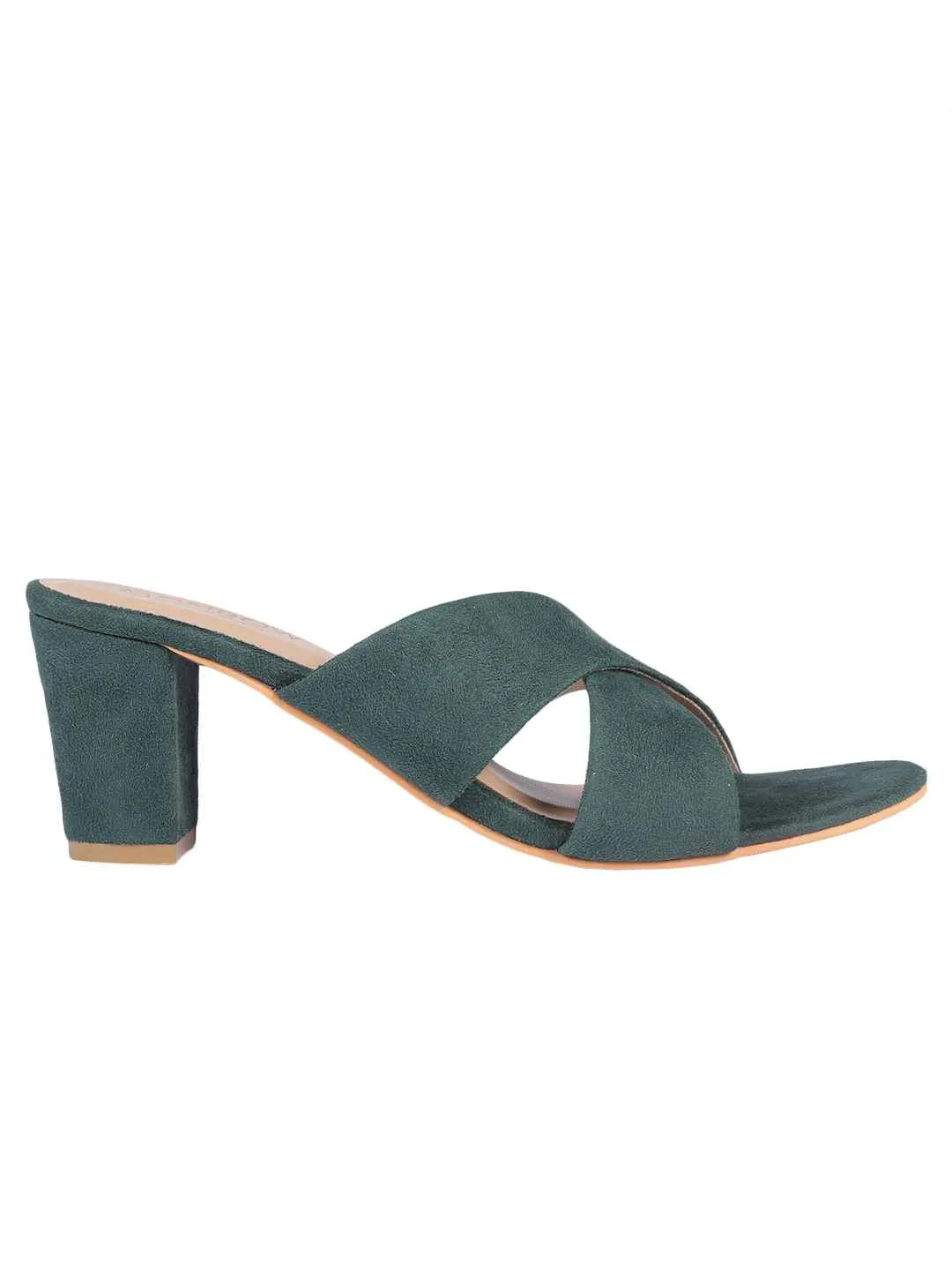 Hina Green Block Heels