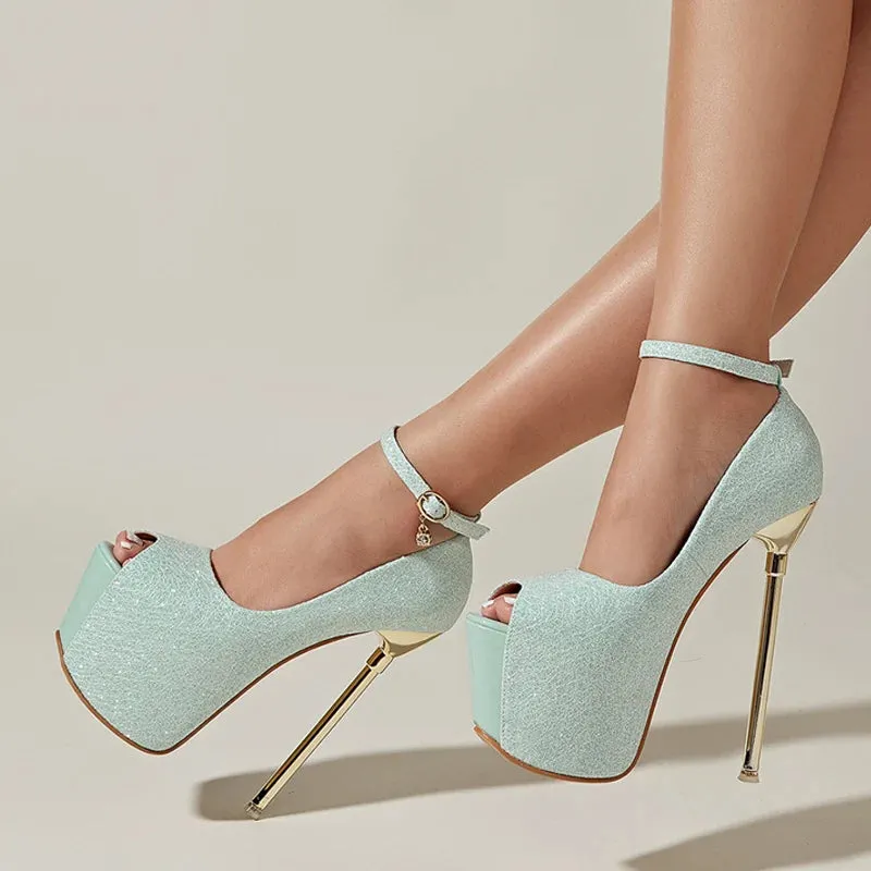 Liyke Sexy Nightclub Pole Dance Shoes 17CM Super Stiletto High Heels Ladies Fashion Peep Toe Buckle Strap Platform Pumps Women
