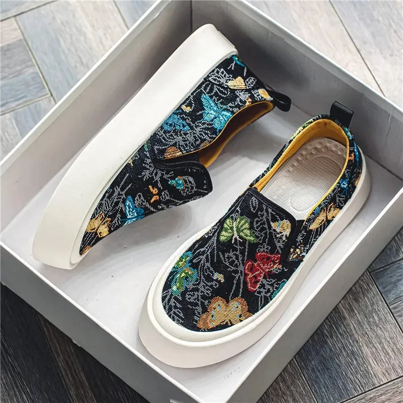 Men's Casual Slip-On Loafers – Fashionable Breathable Thick-Soled Shoes