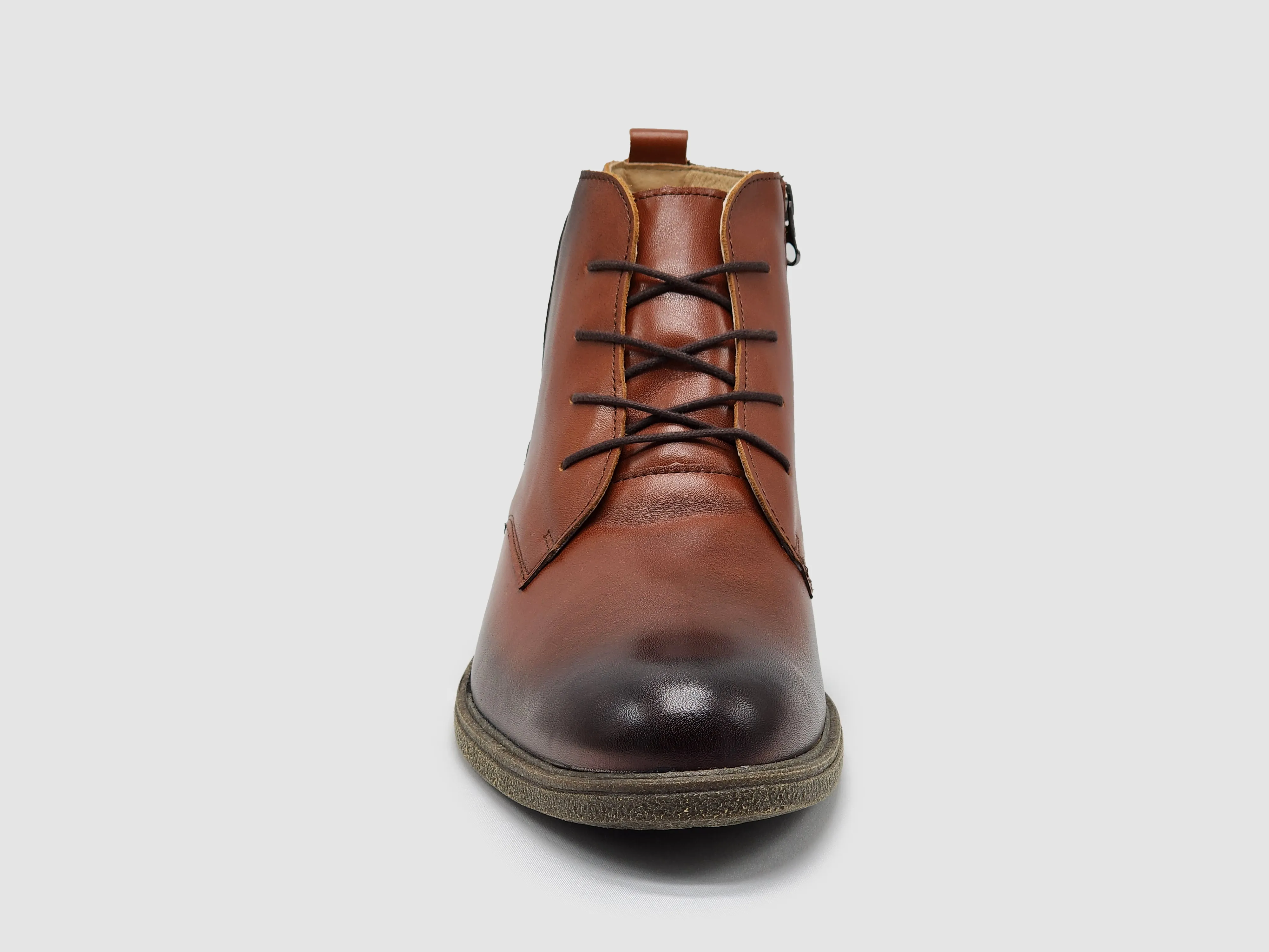 Men's Chukka Zip-Up Leather Boots - Brown