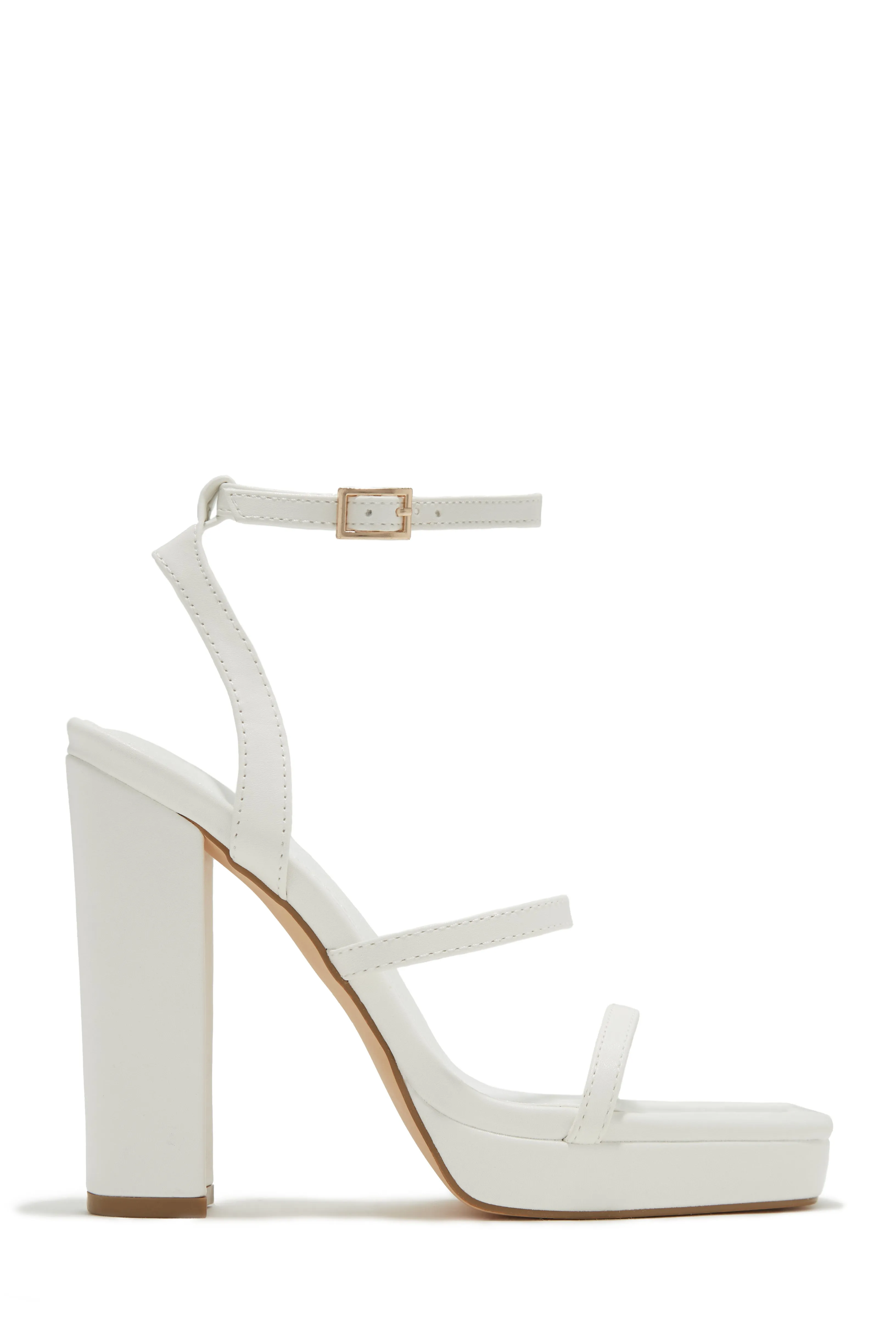 Midnight Muse Platform Block High Heels - White