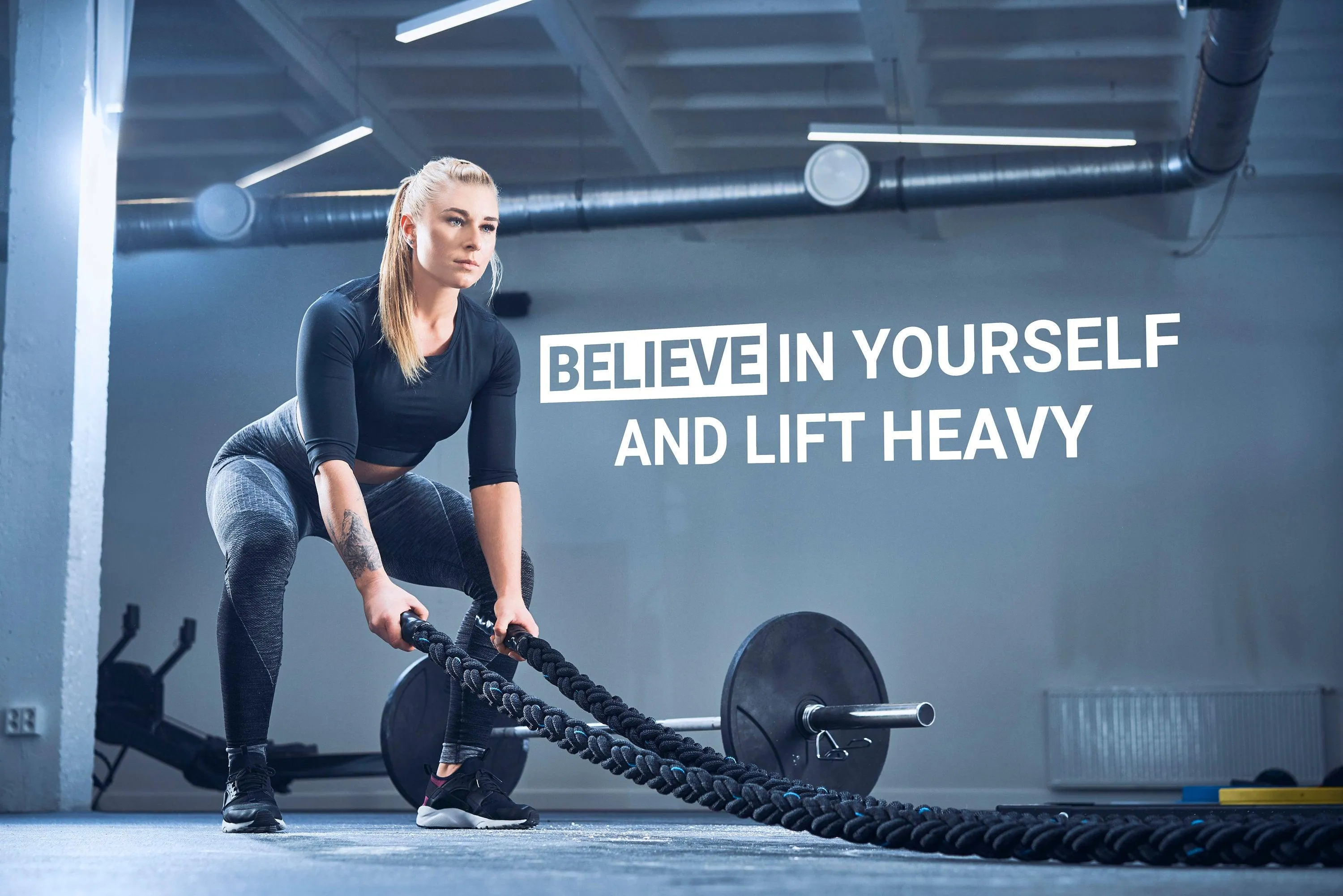 Motivational Gym Wall Decal - Believe in Yourself Fitness Workout Motivation Quote Sticker