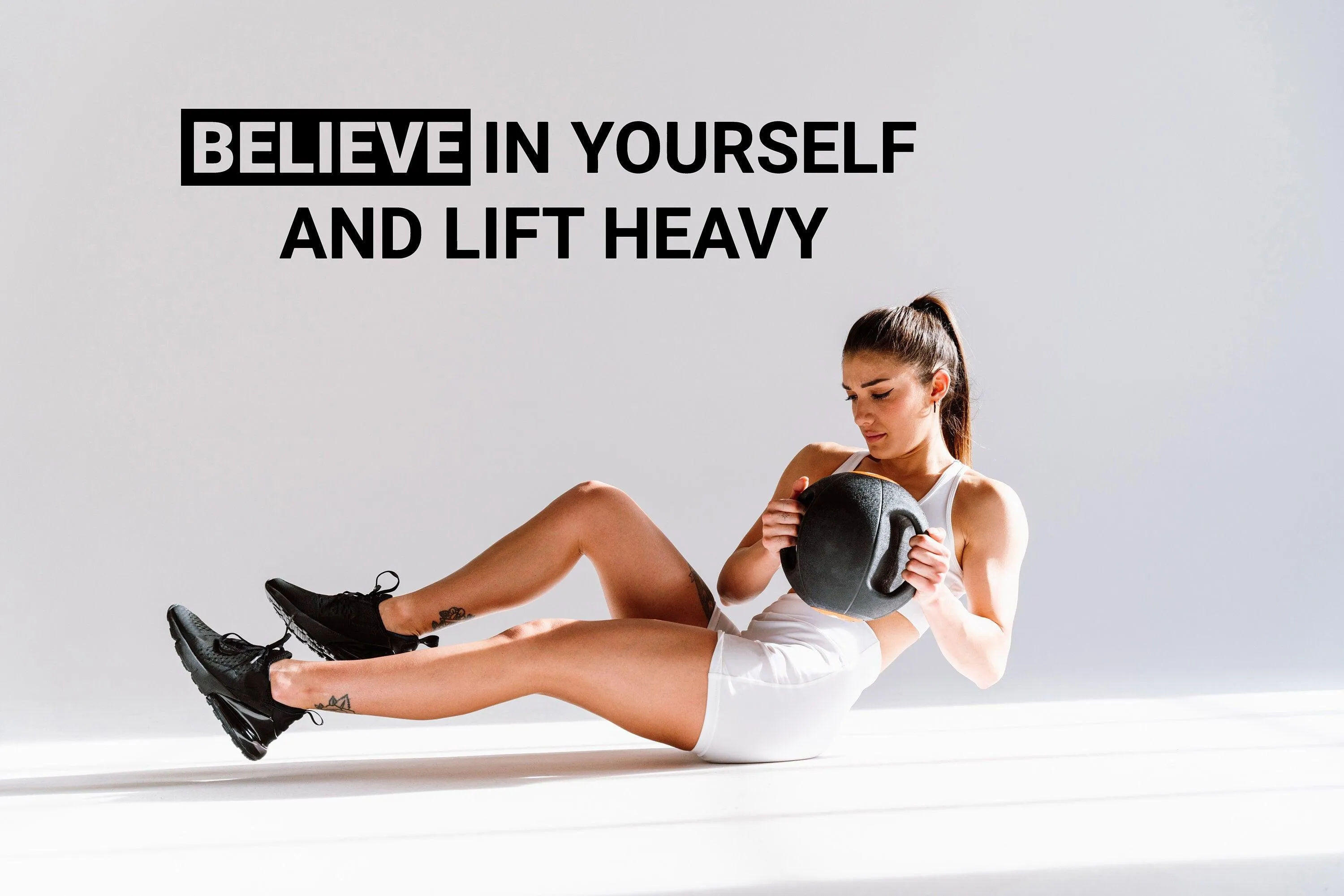 Motivational Gym Wall Decal - Believe in Yourself Fitness Workout Motivation Quote Sticker