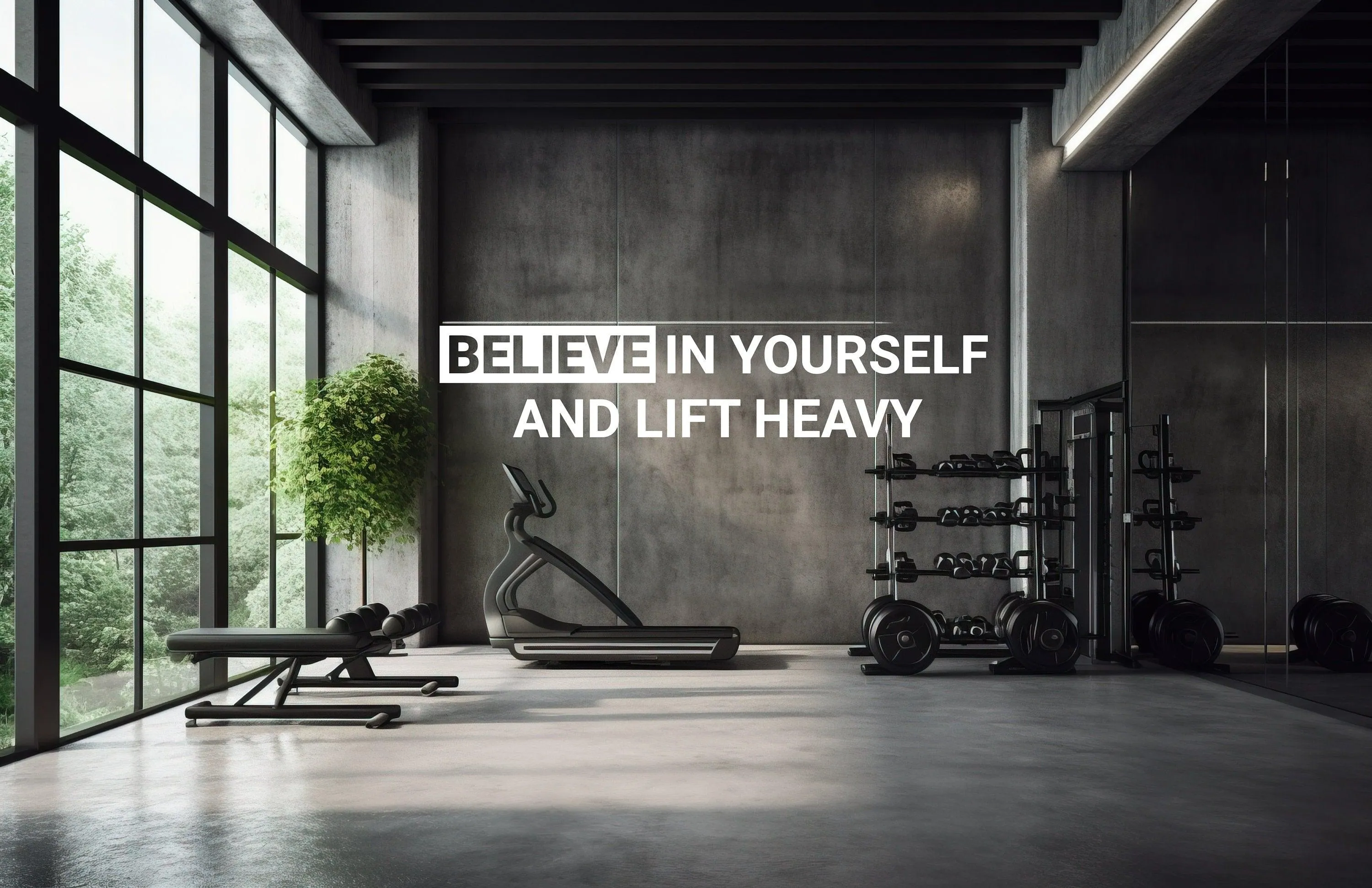 Motivational Gym Wall Decal - Believe in Yourself Fitness Workout Motivation Quote Sticker