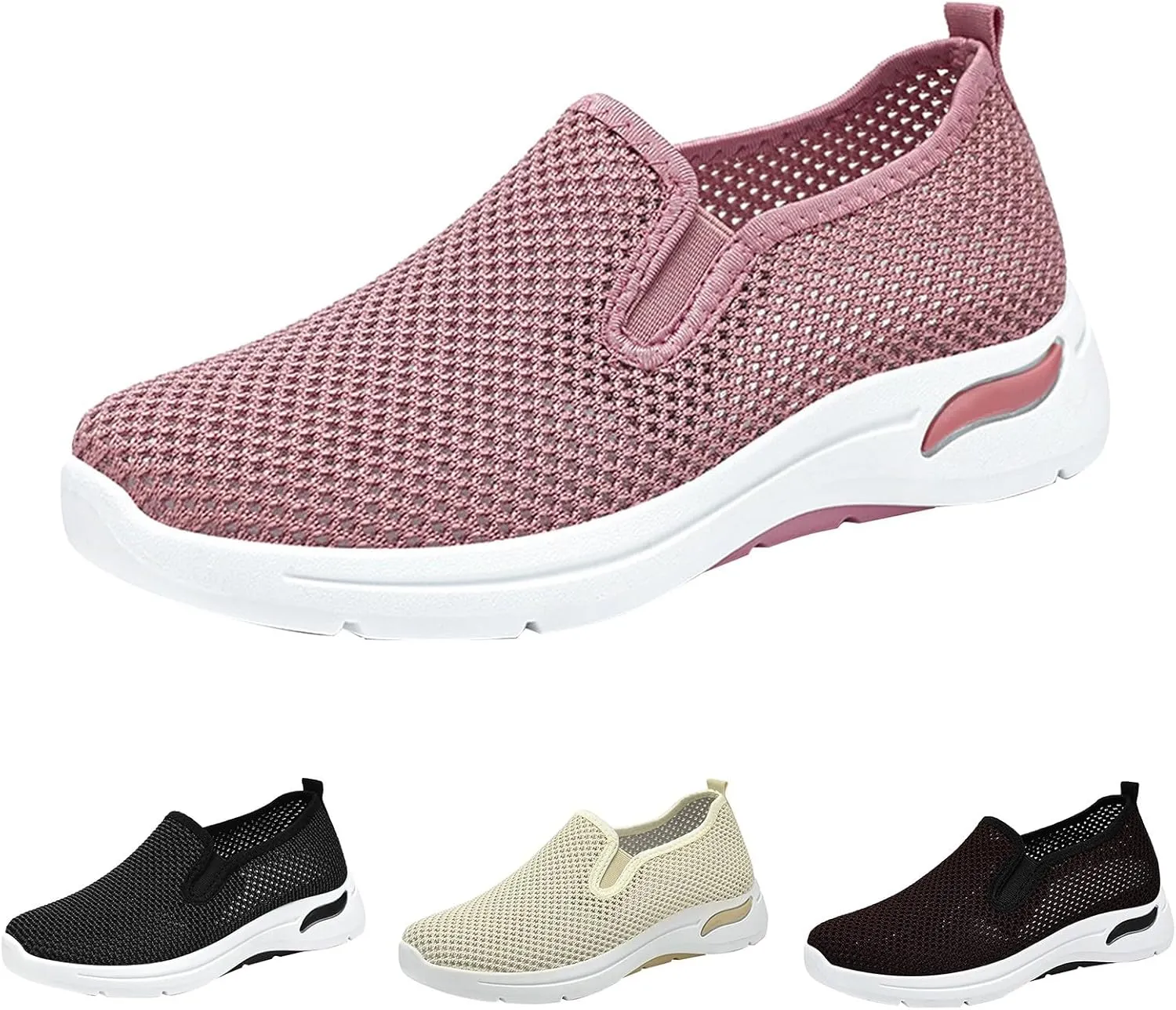 Orthopedic Walking Shoes for Women Soft Sole Slip On Casual Walking Sneakers with Arch Support Summer Mesh Sneakers