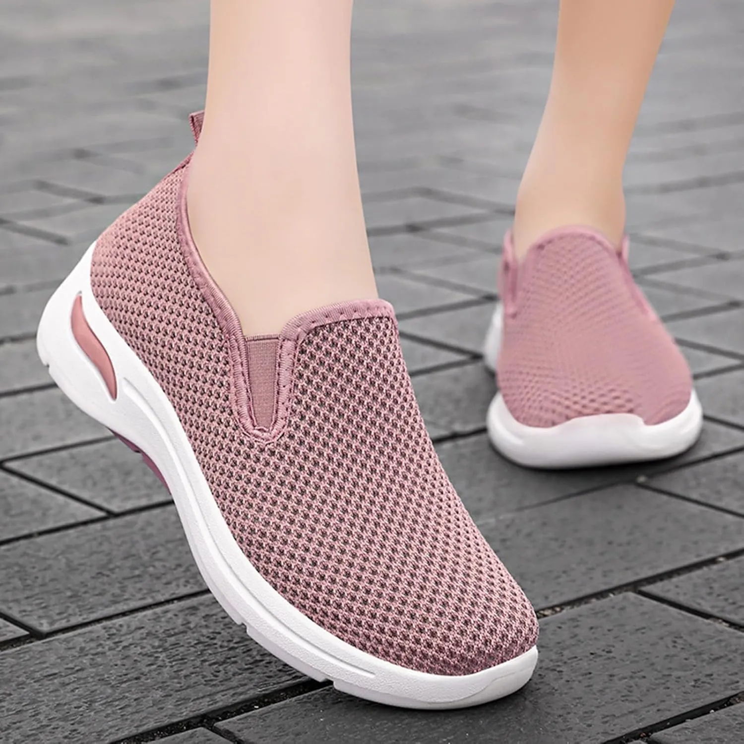 Orthopedic Walking Shoes for Women Soft Sole Slip On Casual Walking Sneakers with Arch Support Summer Mesh Sneakers