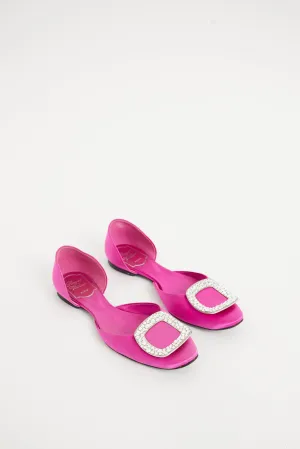 Pink Embellished Chips Strass Buckle Flat