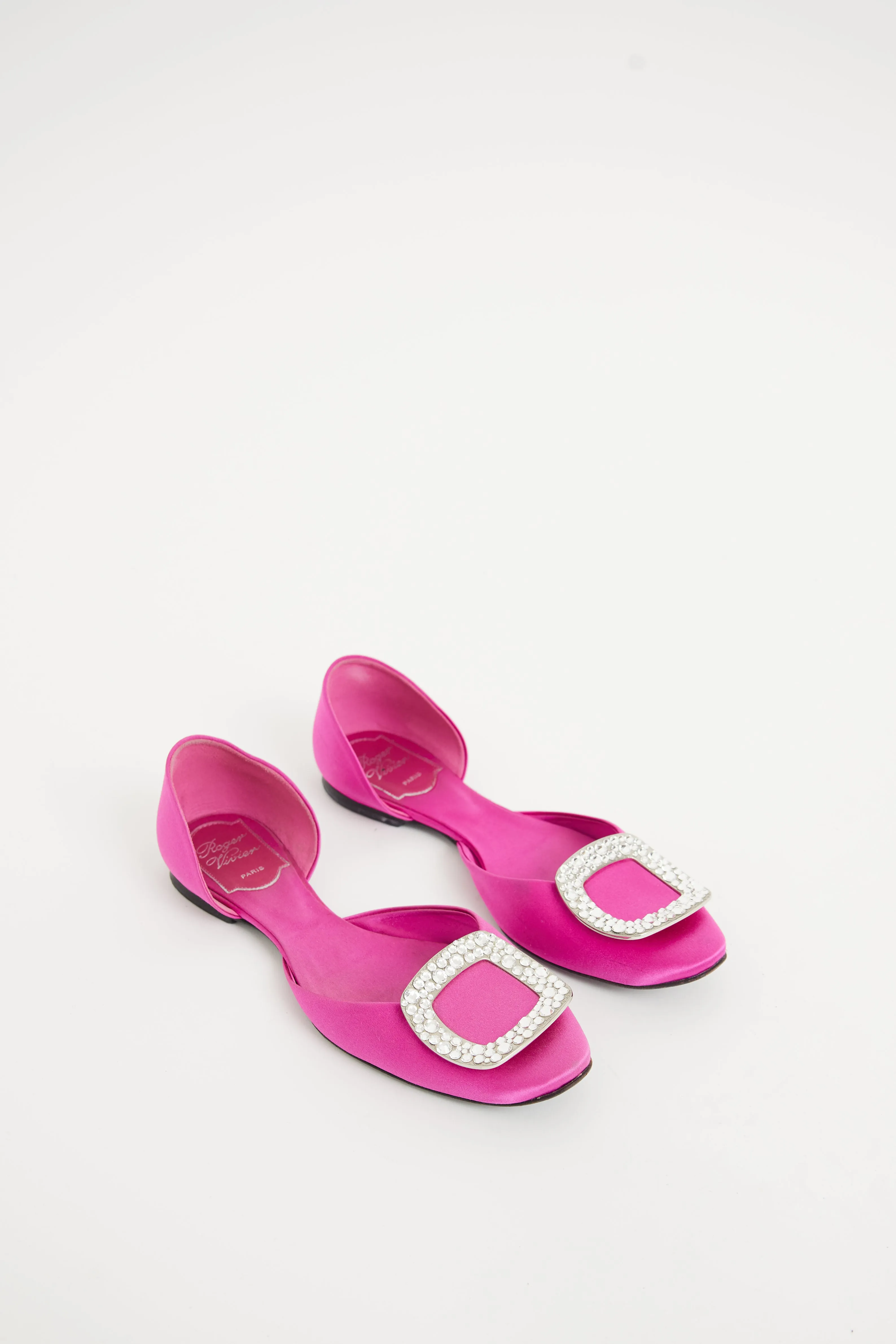 Pink Embellished Chips Strass Buckle Flat