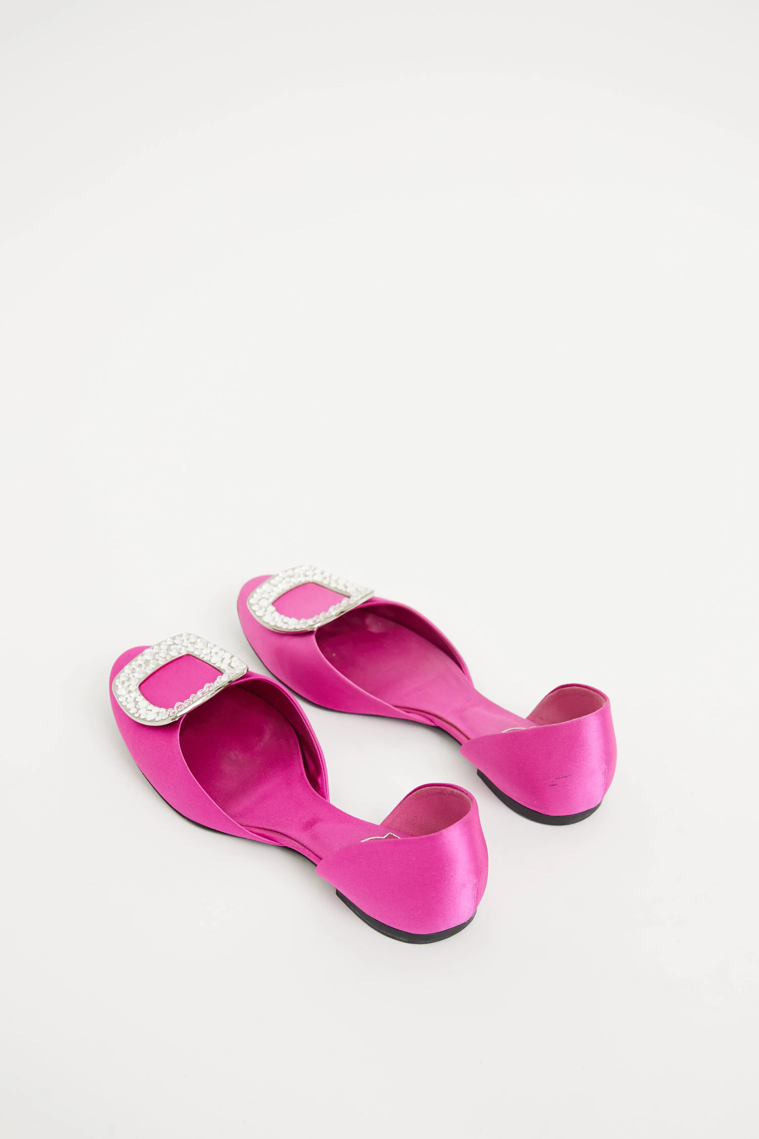 Pink Embellished Chips Strass Buckle Flat