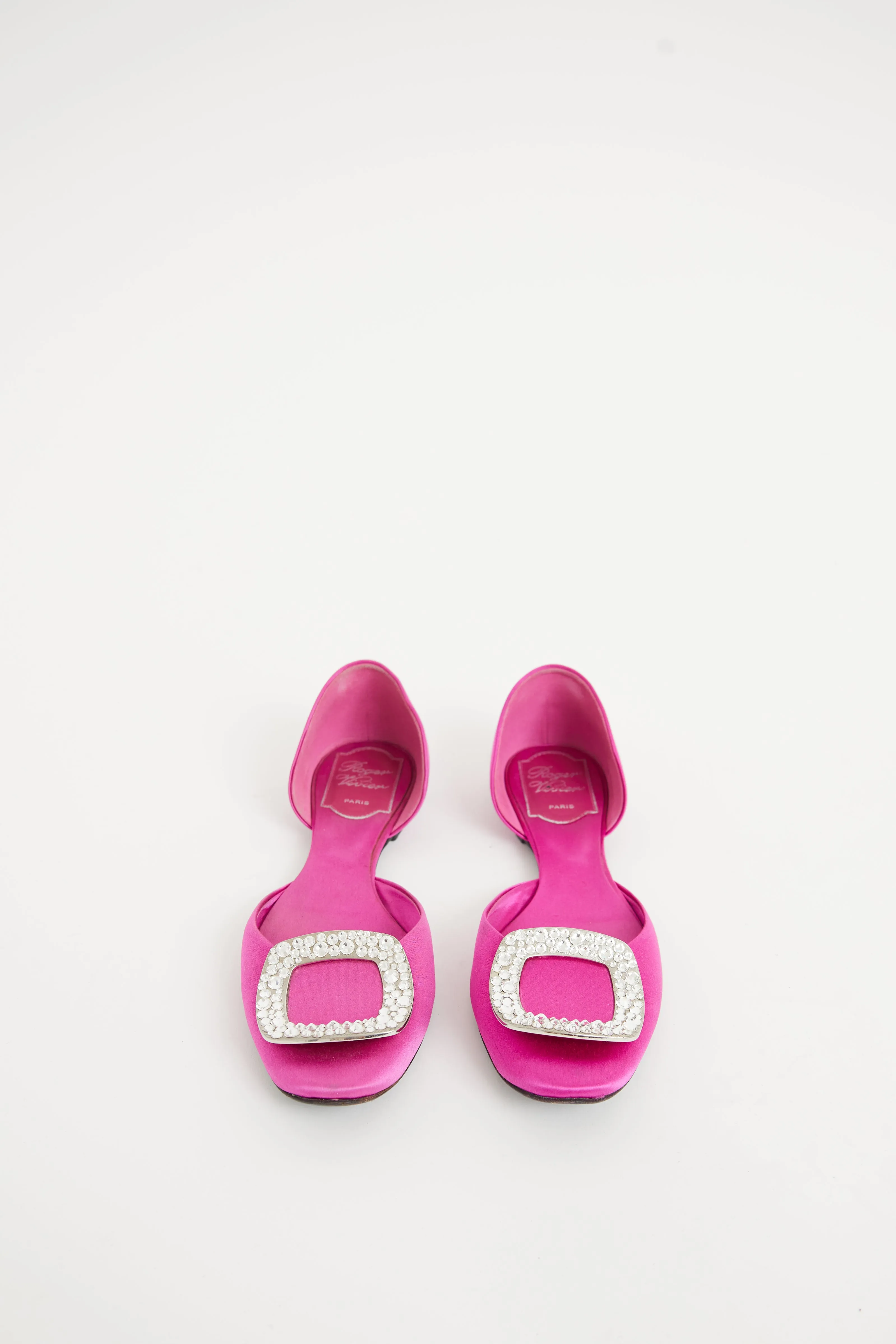 Pink Embellished Chips Strass Buckle Flat