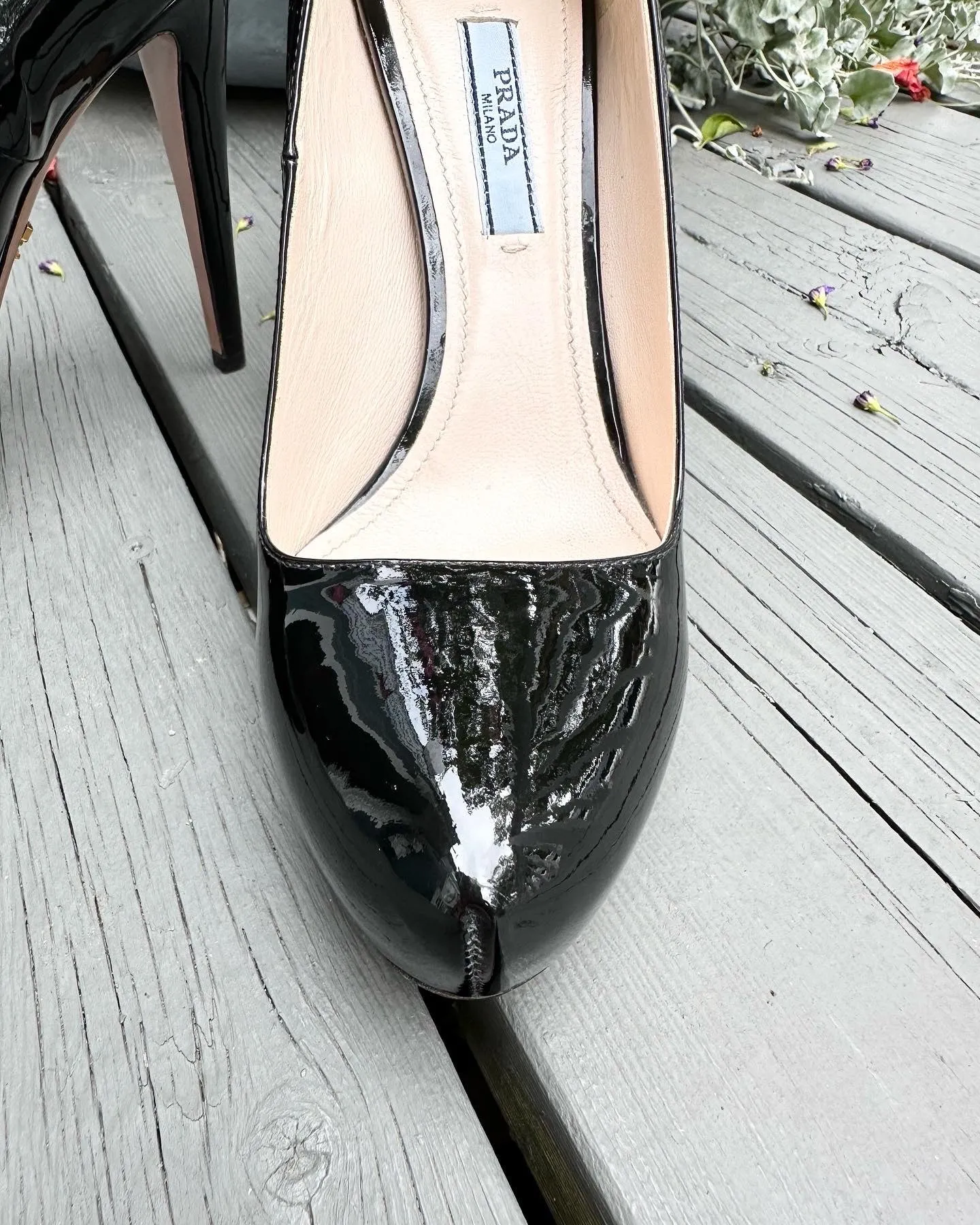 PRADA Patent Leather Platform High Heel Pumps