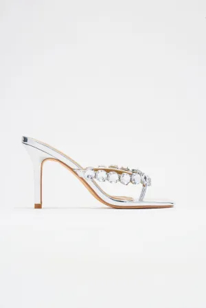 Princess Treatment Heeled Mules - Silver