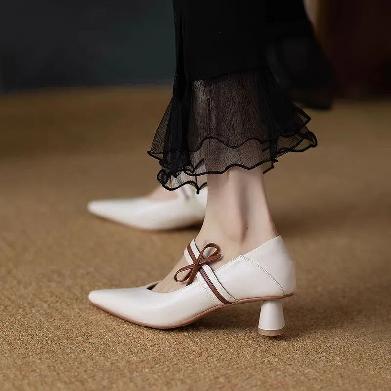 sealbeer Shoes for Women New Bow Knot Thick with A Word with Summer Fashion Versatile Ladies Single Shoes Sandal