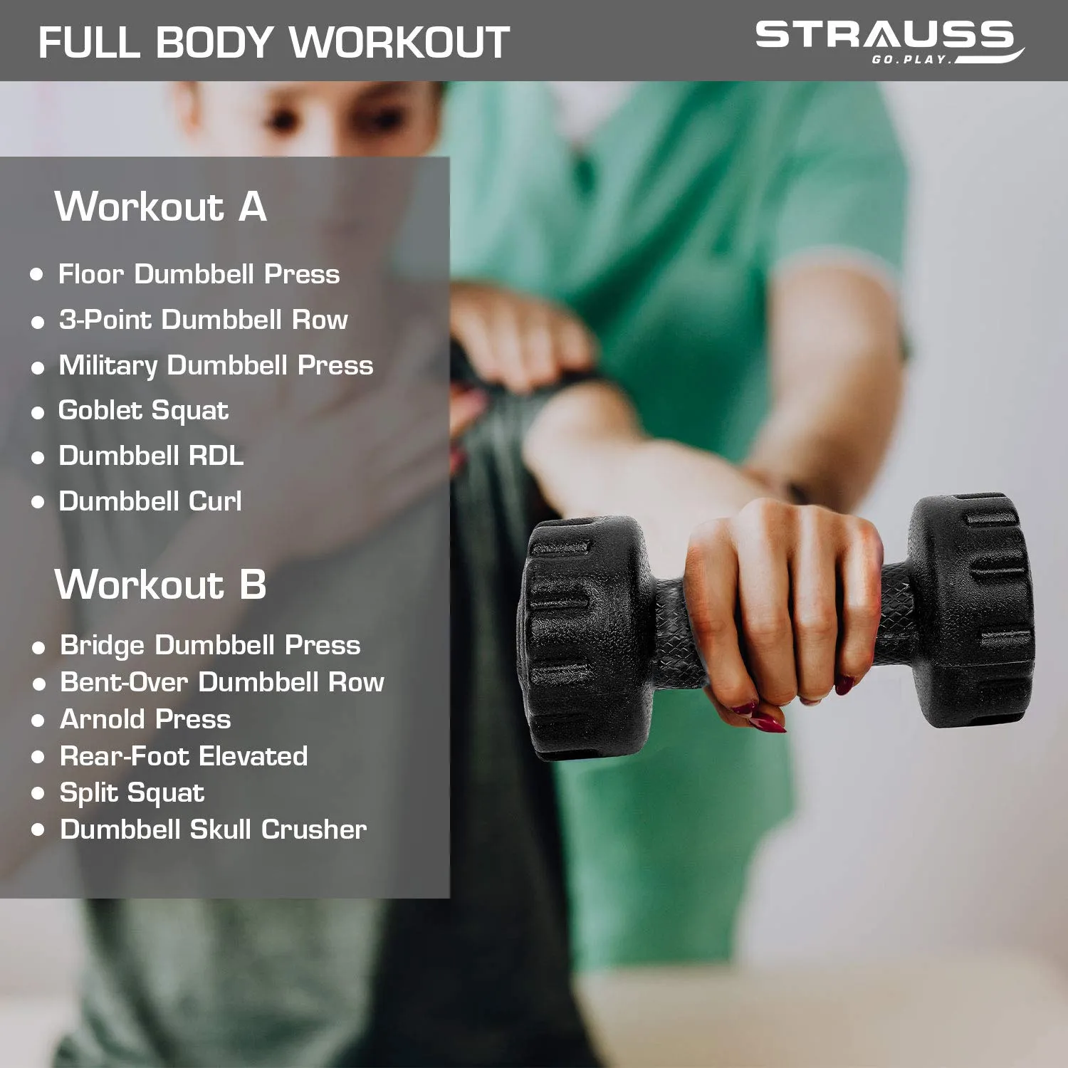 Strauss Unisex PVC Dumbbells Weight for Men & Women | 1Kg (Each)| 2Kg (Pair) | Ideal for Home Workout and Gym Exercises (Black)