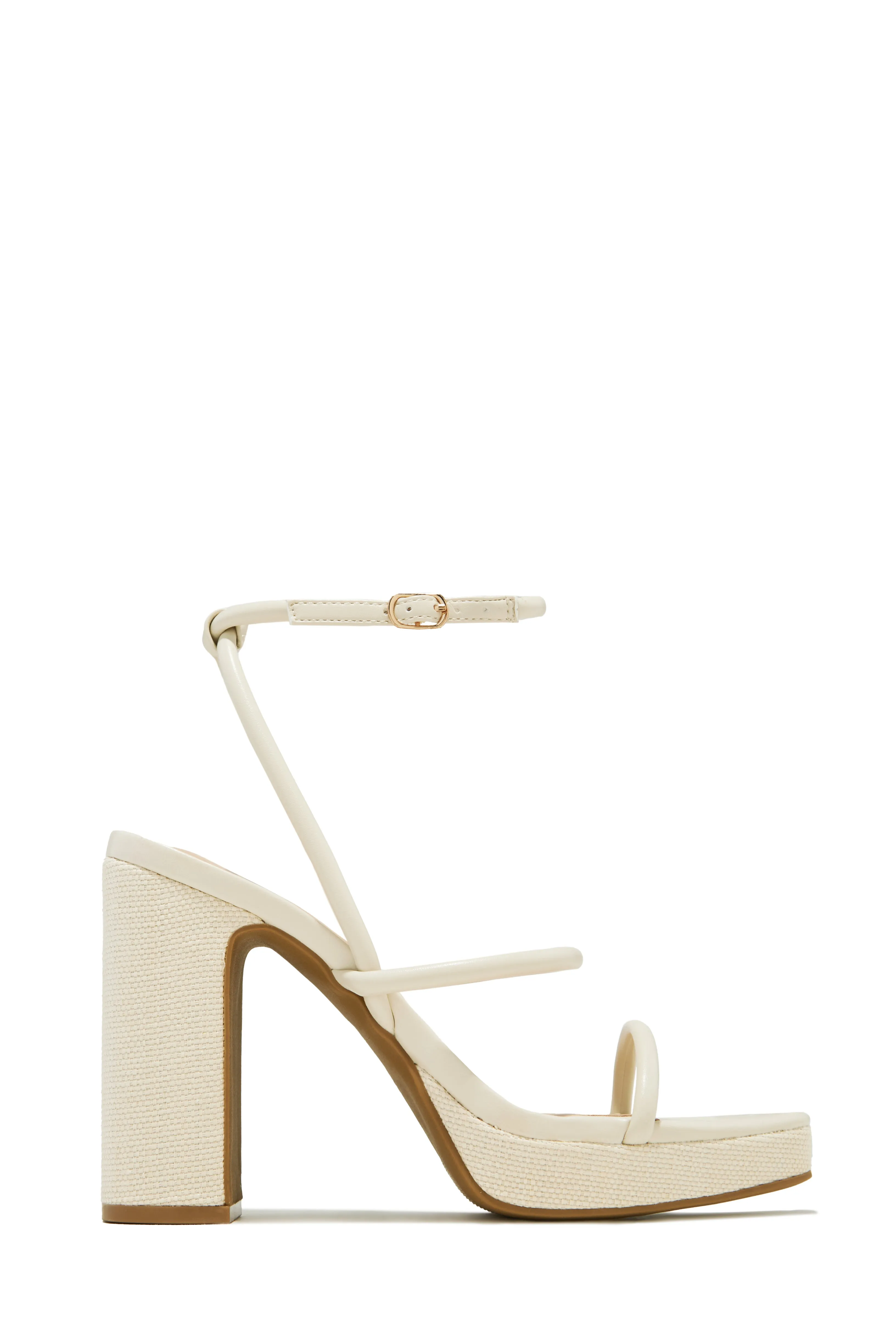 Thalia Platform Block Heels - Bone
