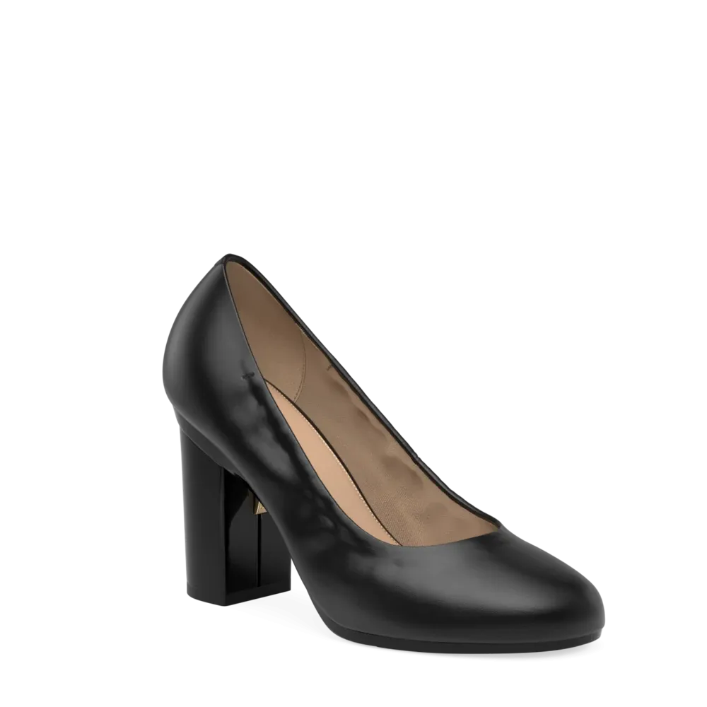 The Ballet Pump - Coal Stretch Leather 4 Block
