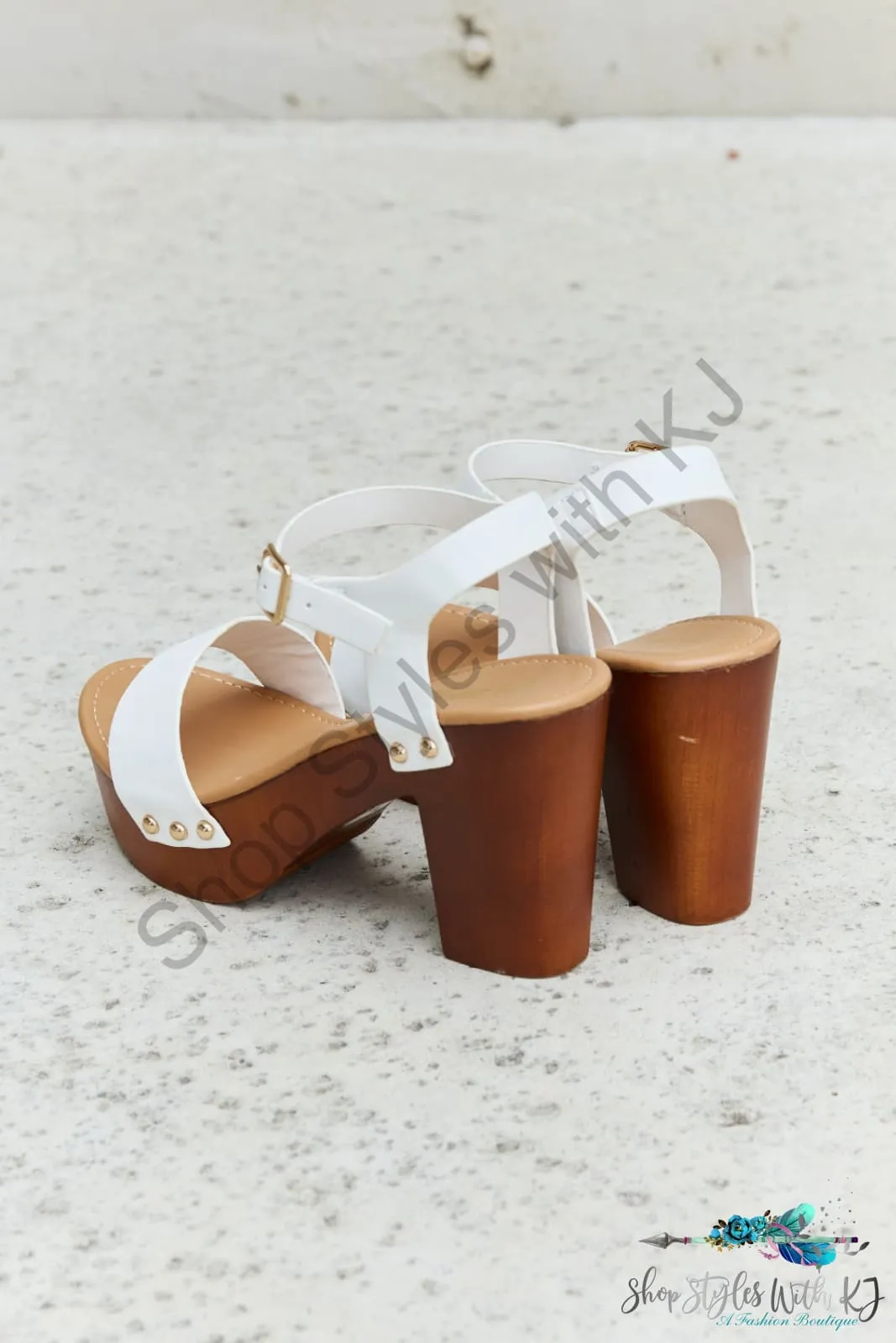 Time After Time Wooden Platform Strap Heels