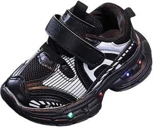 Toddler Baby Walking Sneakers Fashion LED Light Shoes Boys Girls Soft Sports Hook Loop Walking Tennis Shoes