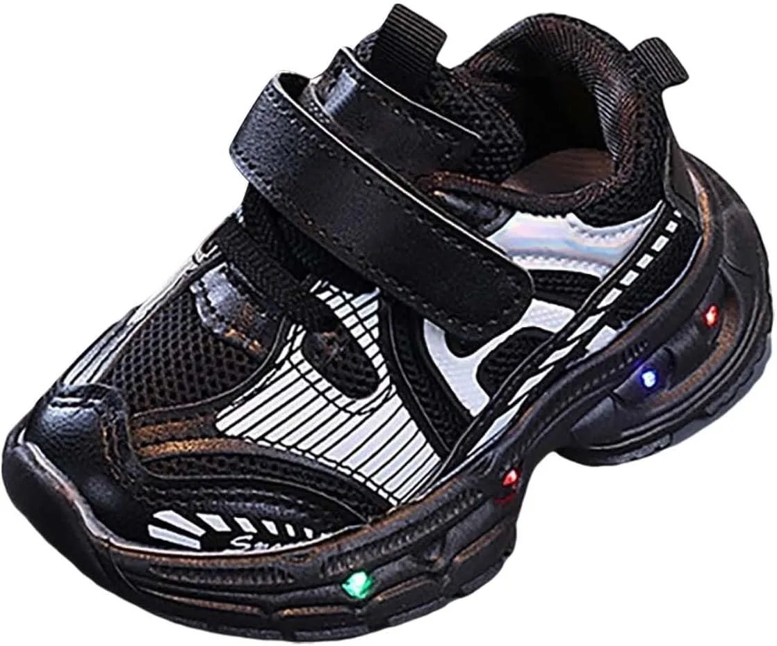 Toddler Baby Walking Sneakers Fashion LED Light Shoes Boys Girls Soft Sports Hook Loop Walking Tennis Shoes