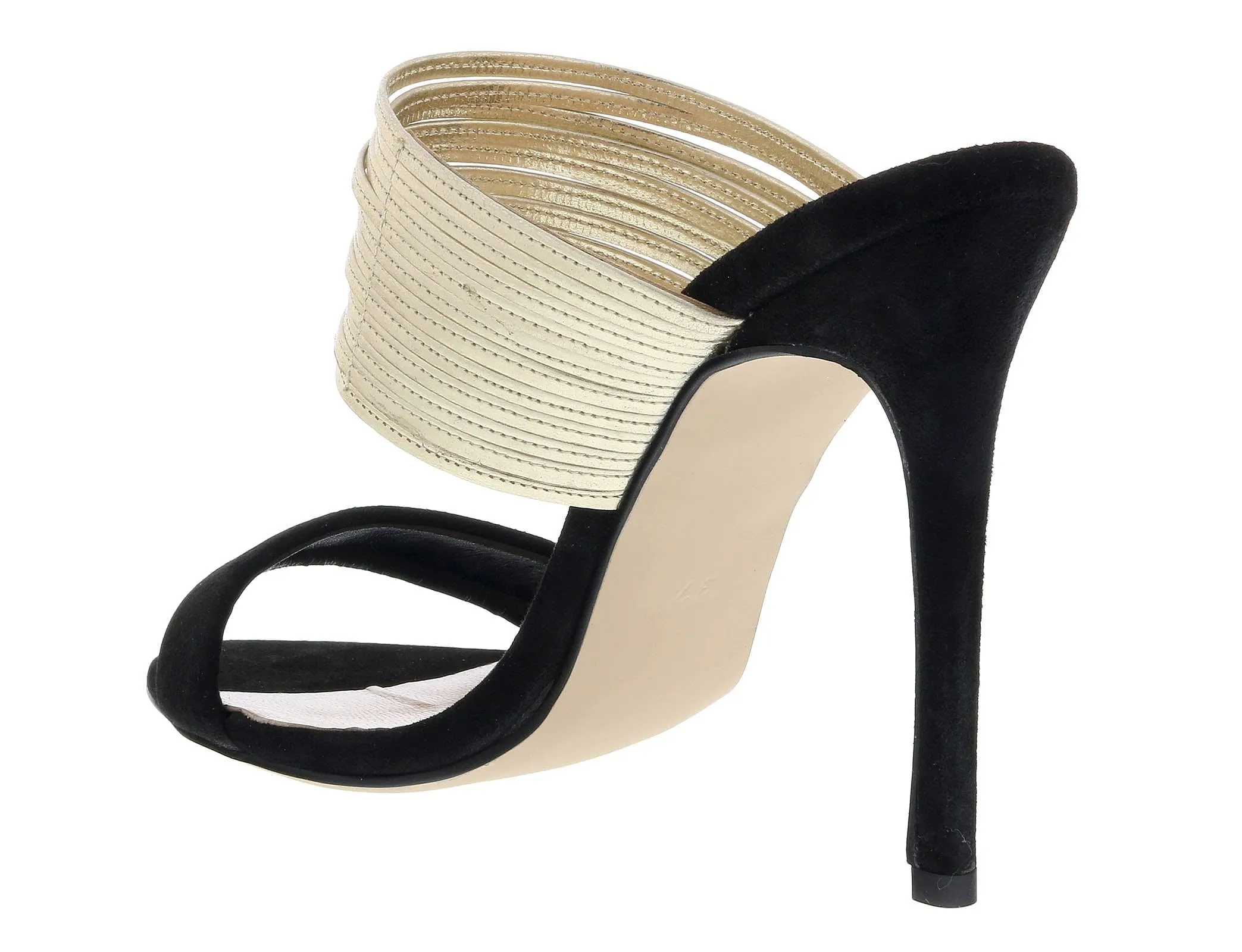 Ventutto Black/Gold Open Toe Slip On High Heel Sandals-