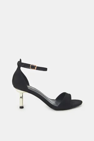 Women Black Sandal With Gold Heel