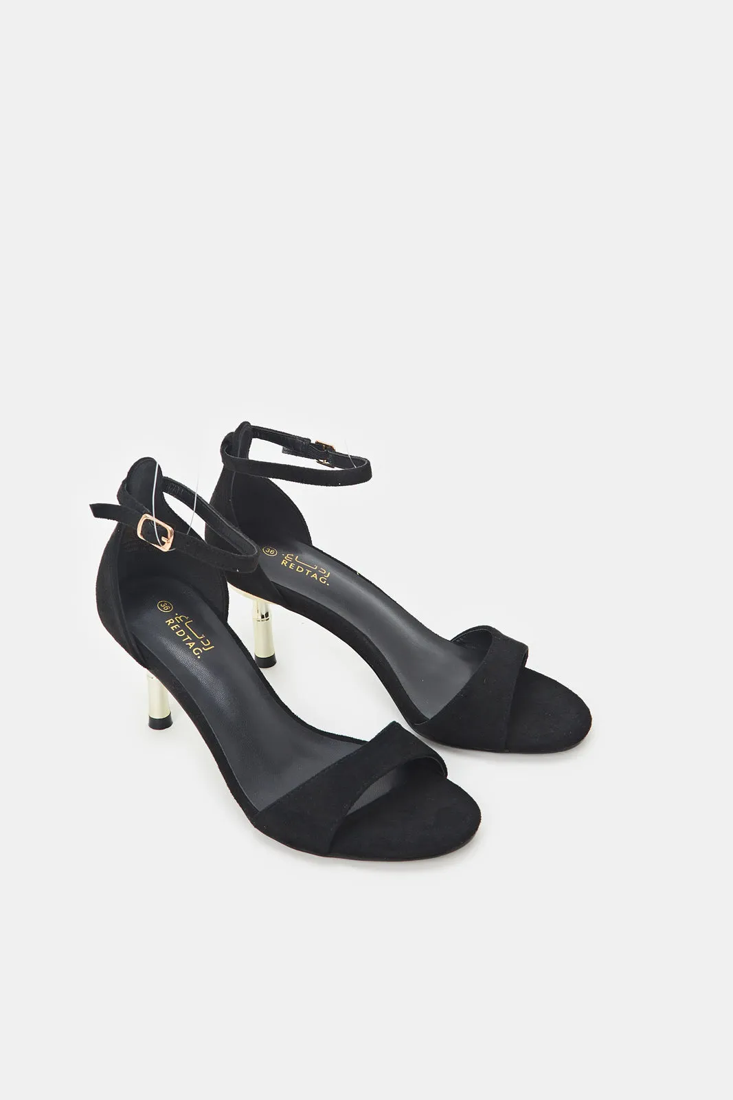 Women Black Sandal With Gold Heel