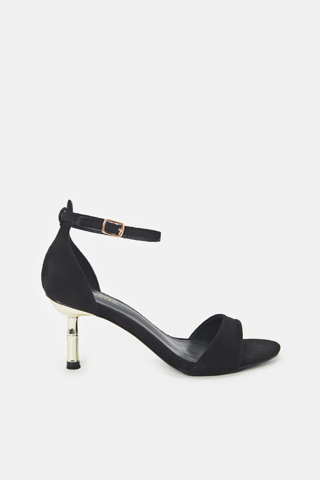 Women Black Sandal With Gold Heel