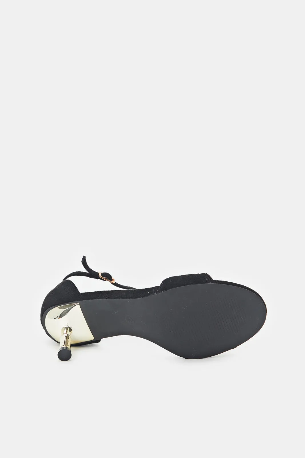 Women Black Sandal With Gold Heel