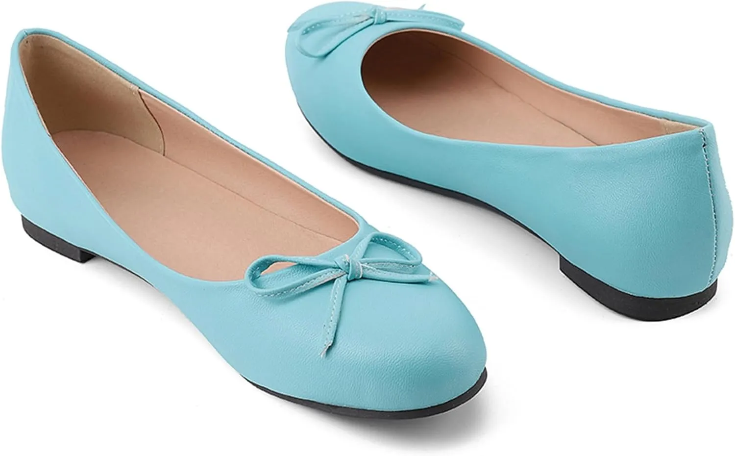 Women's Round Toe Flat Heel Loafers Slip-on Dress Shoes with Bows