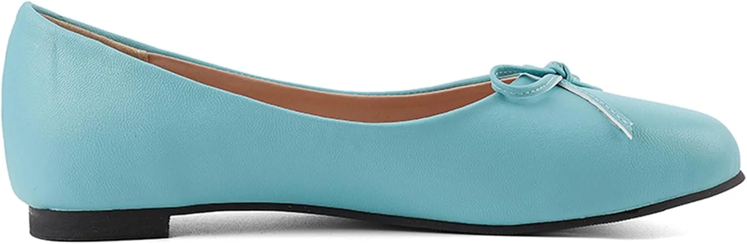 Women's Round Toe Flat Heel Loafers Slip-on Dress Shoes with Bows