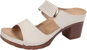 ZSpzx Women's Heeled Sandals Open Toe Heels Backless Mules Slip On Block Womens Chunky Mid Heel Ankle Strap Sandal Summer Comfort Slide Wide Walking Shoes for Party Casual
